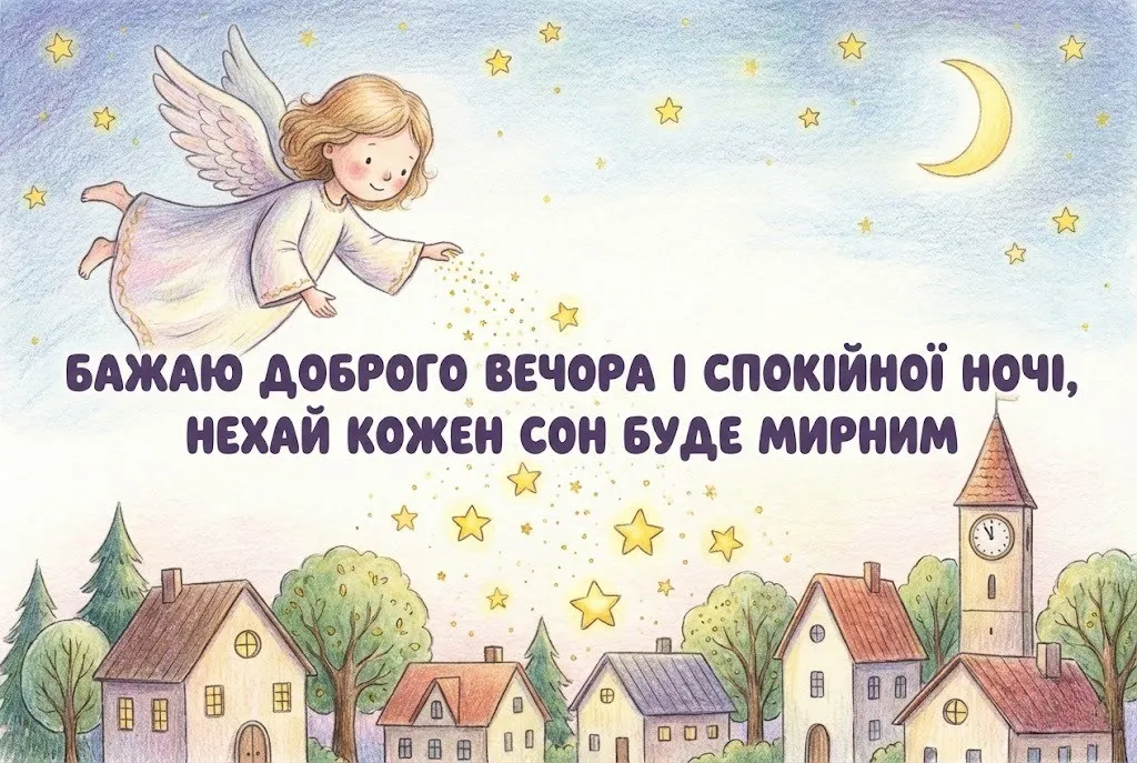 Мудрі побажання доброго вечора та спокійної ночі: красиві картинки та душевні листівки для близьких