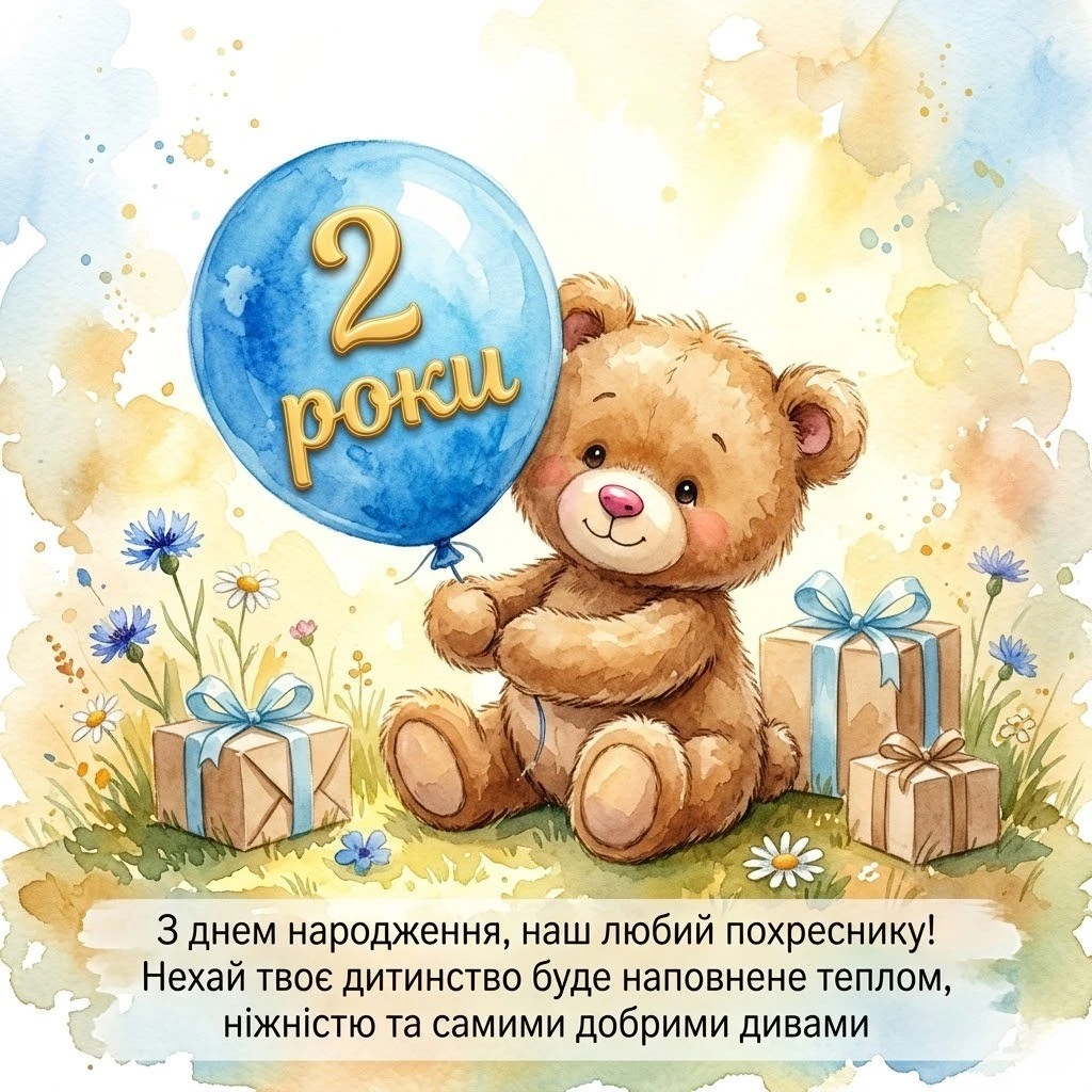 Привітання для похресника з 2-річчям: від щирого серця та душі