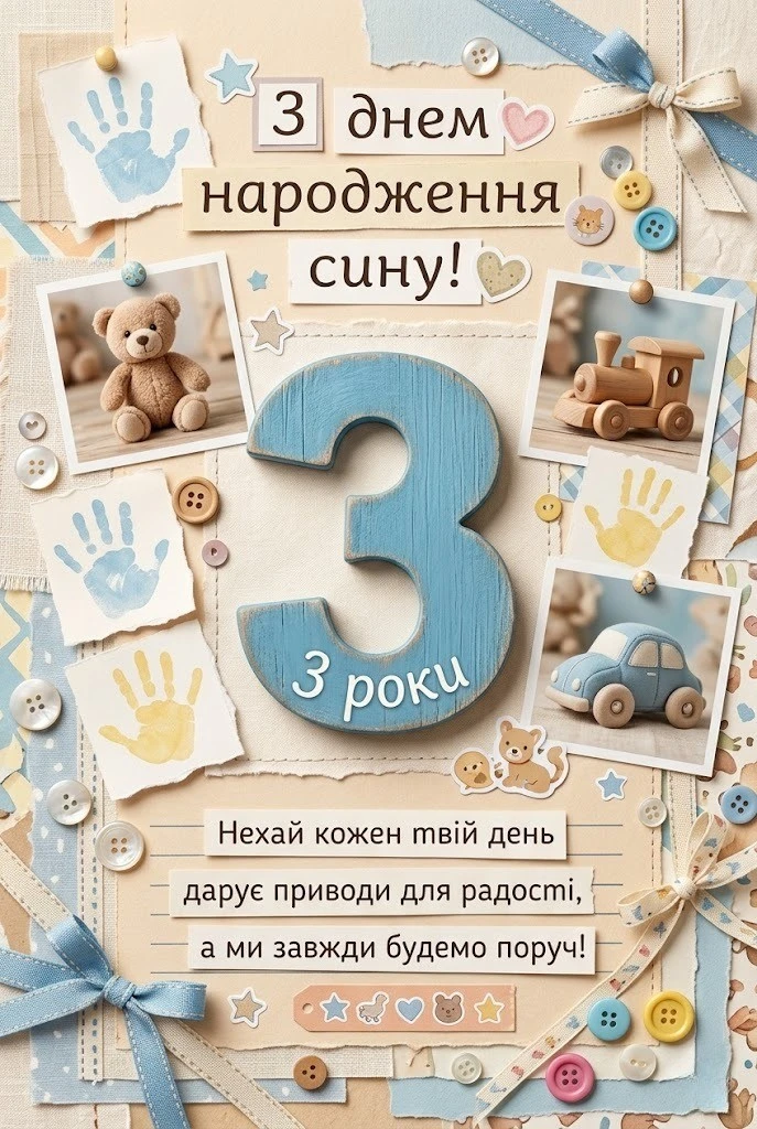 Зворушливі слова синочку на три роки від батьків та близьких