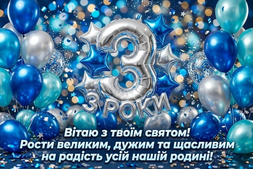 Зворушливі слова синочку на три роки від батьків та близьких