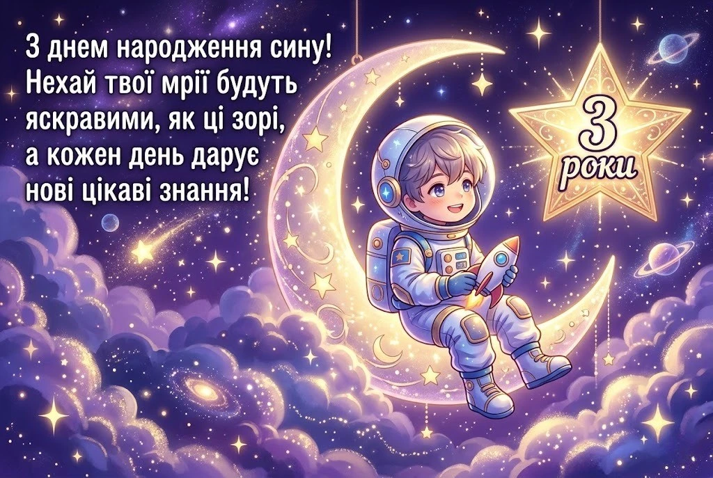 Зворушливі слова синочку на три роки від батьків та близьких