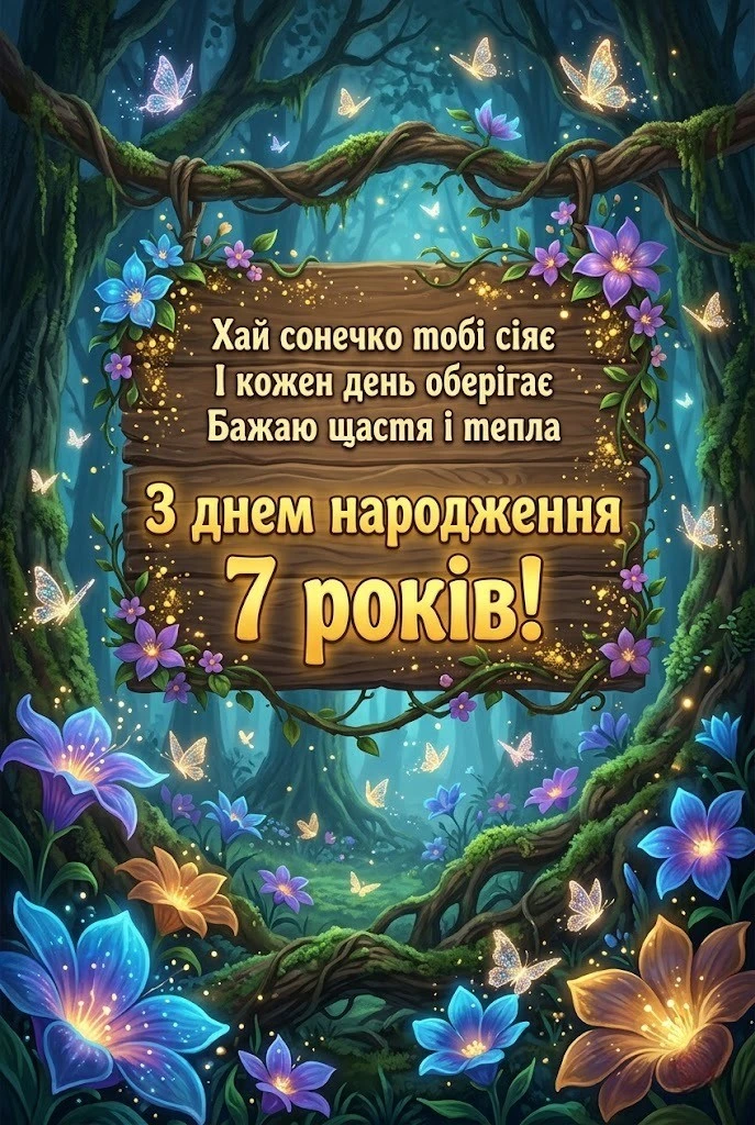 Вітаємо із семиріччям! Яскраві картинки та побажання для хлопчиків і дівчаток
