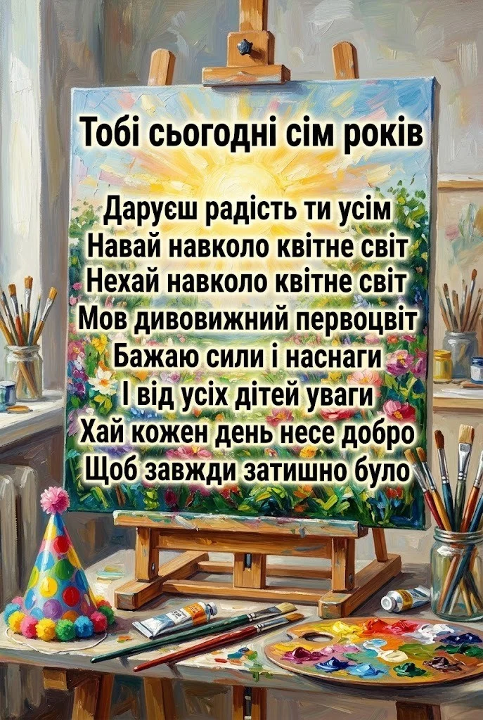Вітаємо із семиріччям! Яскраві картинки та побажання для хлопчиків і дівчаток