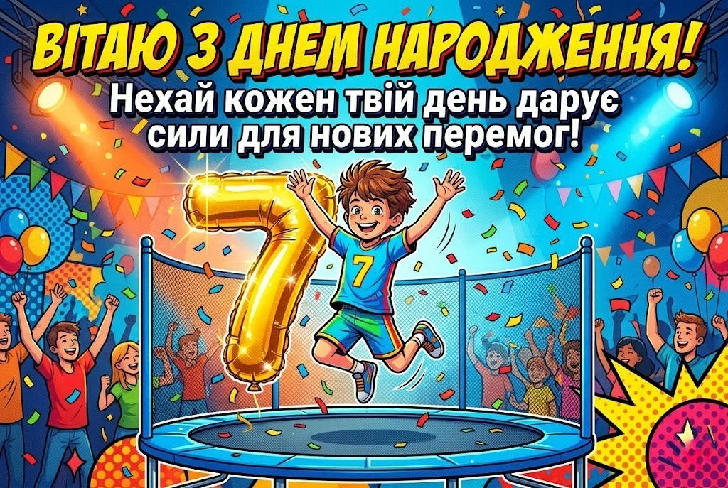 Вітаємо із семиріччям! Яскраві картинки та побажання для хлопчиків і дівчаток