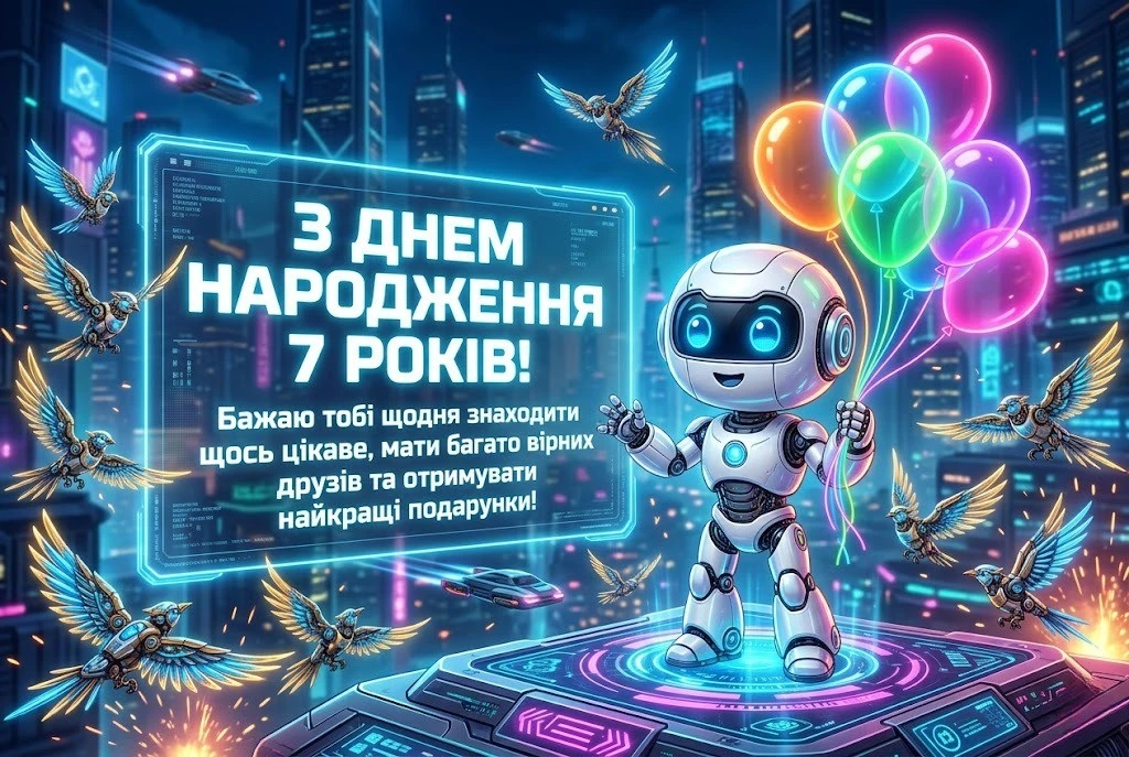 Вітаємо із семиріччям! Яскраві картинки та побажання для хлопчиків і дівчаток