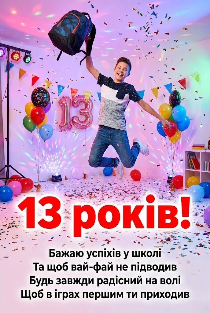 Найкращі привітання з днем народження хлопчика 13 років: проза, вірші та картинки