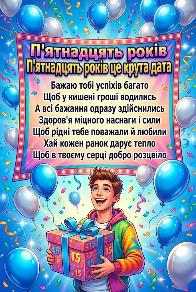 15 років — час великих звершень: вітання для майбутнього лідера