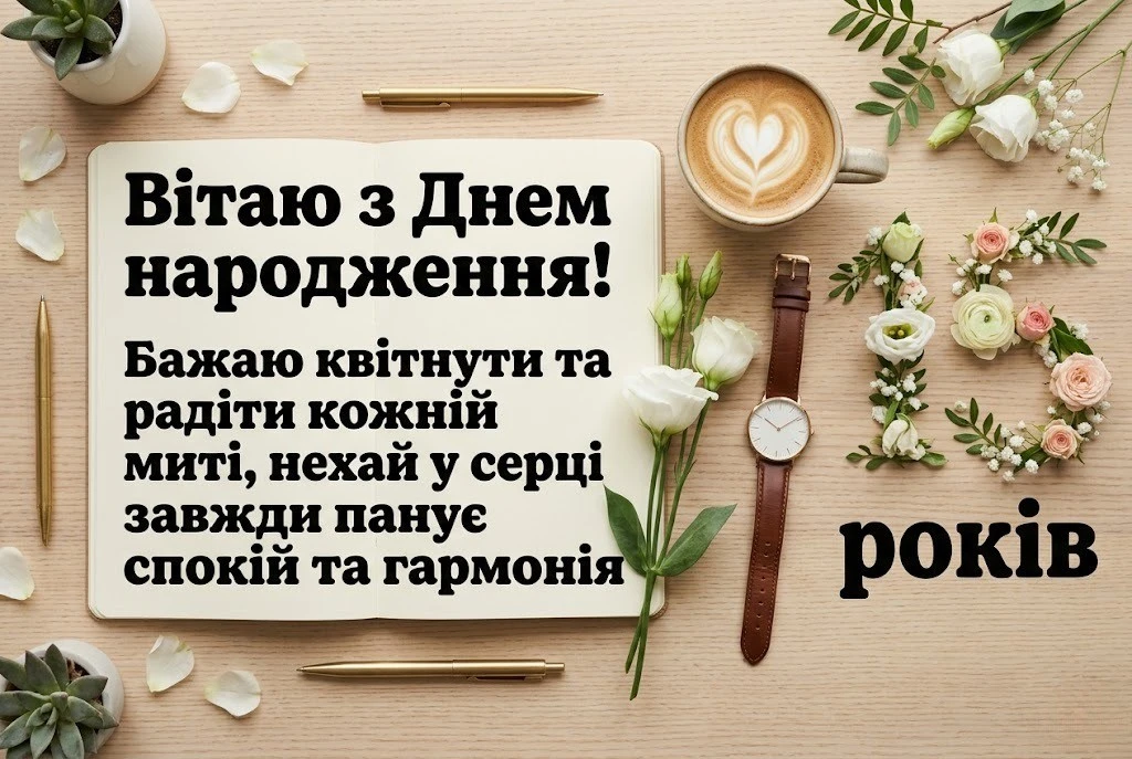 Тобі 15! Найкрутіші побажання та картинки для хлопців і дівчат