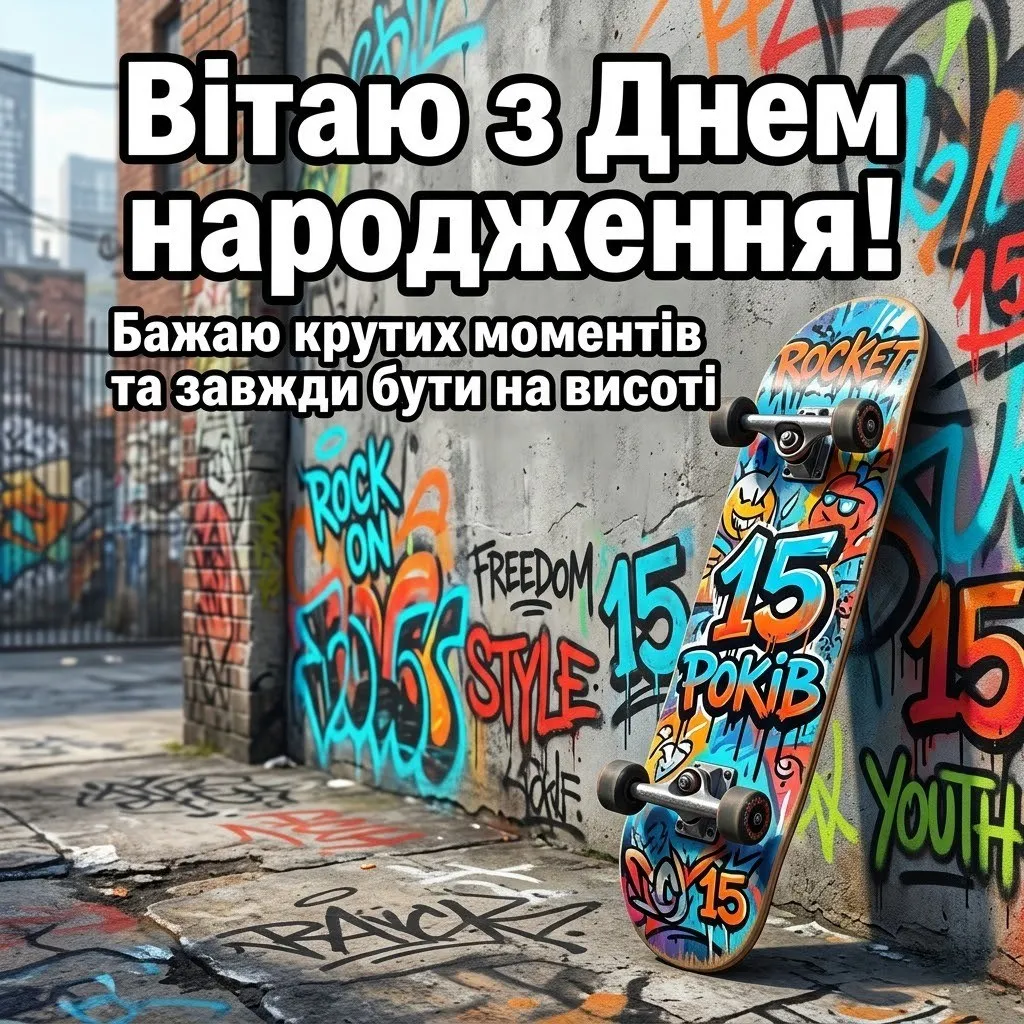Тобі 15! Найкрутіші побажання та картинки для хлопців і дівчат