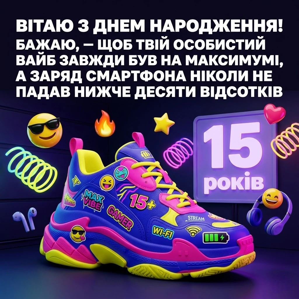 Тобі 15! Найкрутіші побажання та картинки для хлопців і дівчат