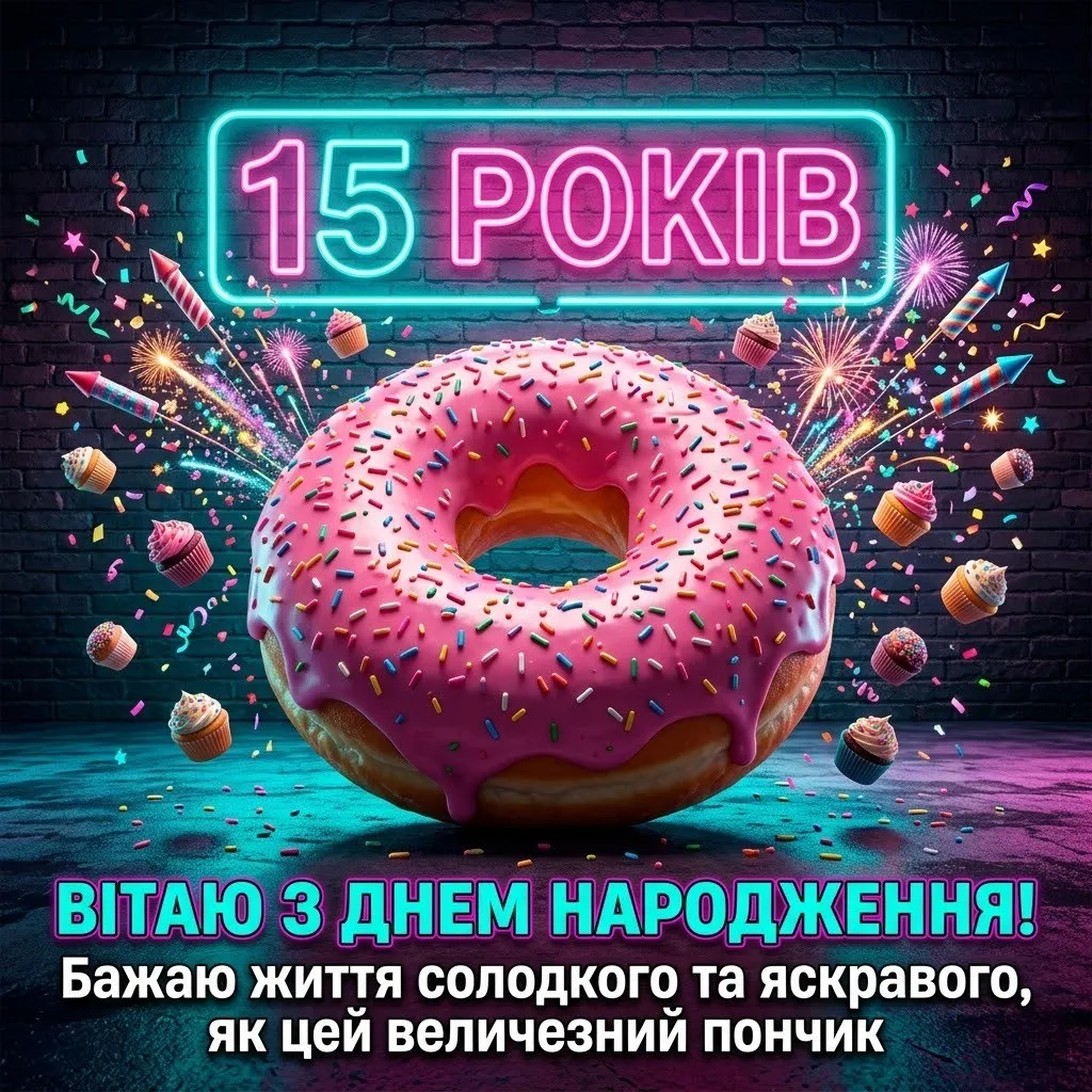 Тобі 15! Найкрутіші побажання та картинки для хлопців і дівчат