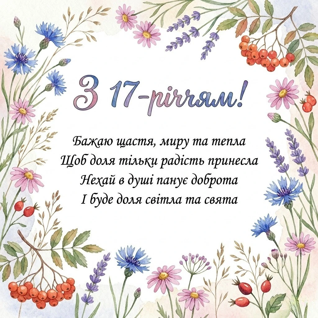 Надихаючі та мудрі привітання з 17-річчям для прекрасної дівчини
