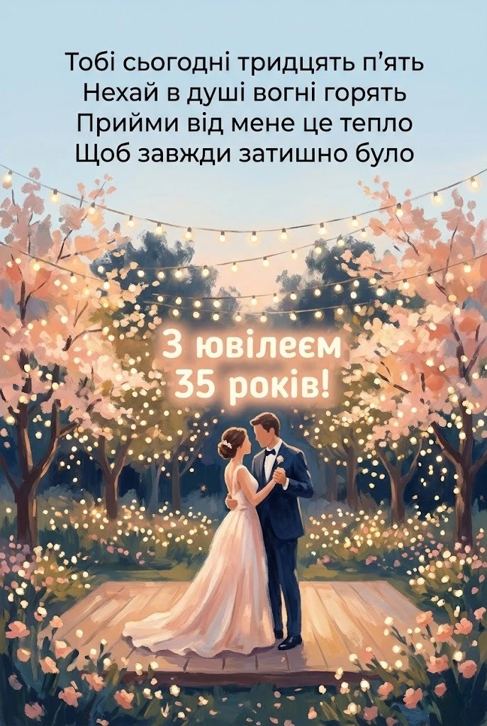 Ювілей 35 років: підбірка зворушливих побажань та емоційних віршів