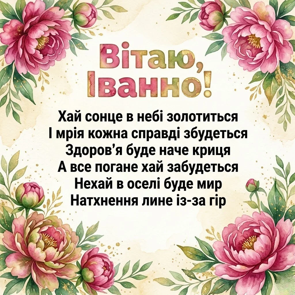 Привітання для Іванни: щирі побажання у прозі та красиві картинки до свята