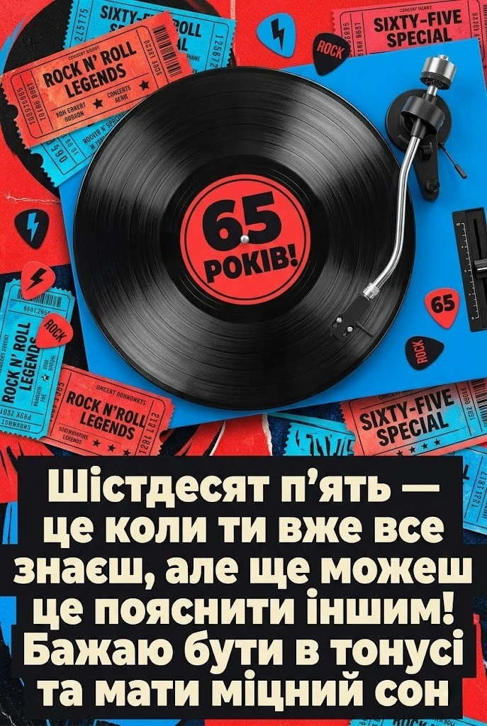 Картинки з ювілеєм 65 років для чоловіка: найкращі листівки та привітання
