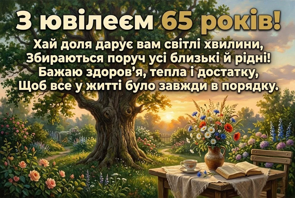 Картинки з ювілеєм 65 років для чоловіка: найкращі листівки та привітання