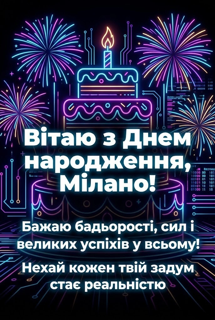 Мілано, зі святом! Найкращі варіанти картинок та привітань від друзів та рідних