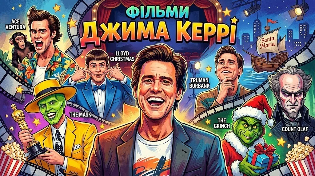 Повна фільмографія Джима Керрі з описами та рейтингами