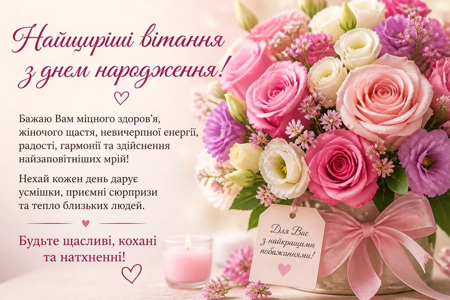 Найщиріші вітання з днем народження жінці