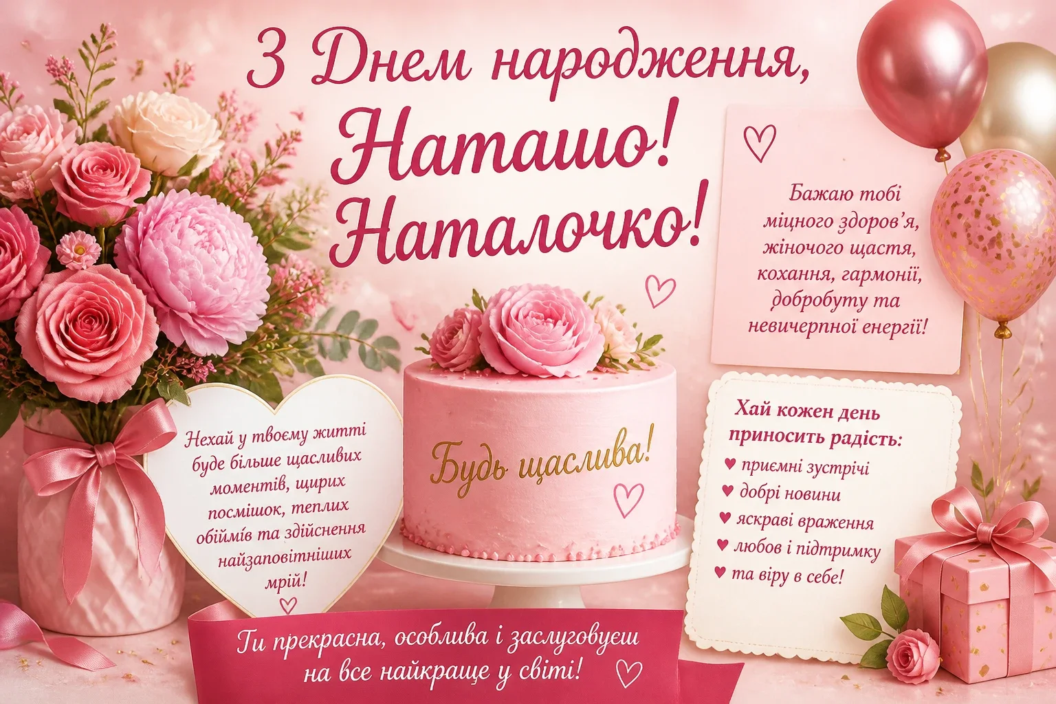 Картинки та привітання з днем народження для Наташі і Наталочки