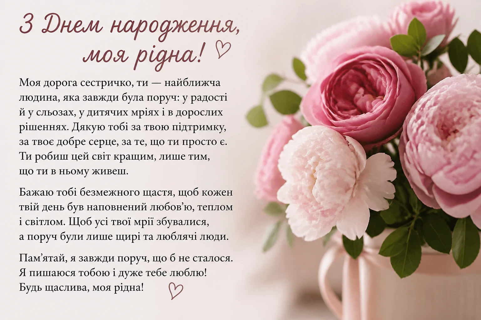 Привітання з днем народження для сестри своїми словами до сліз
