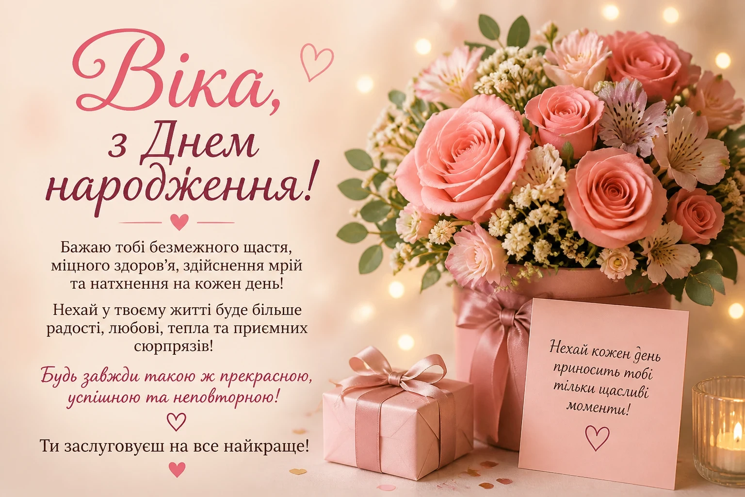 Привітання з днем народження для Віки