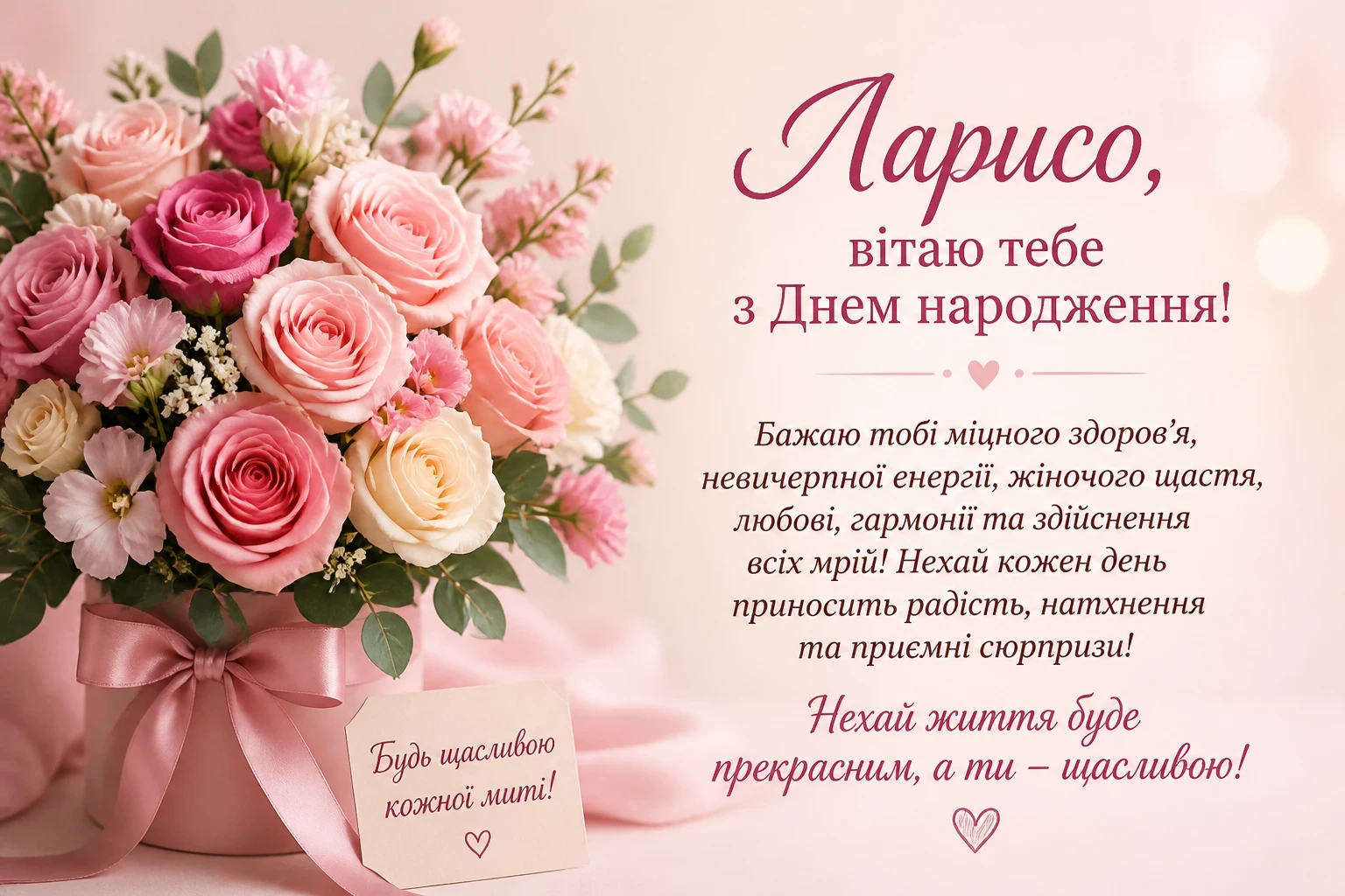 Привітання з днем народження для Лариси