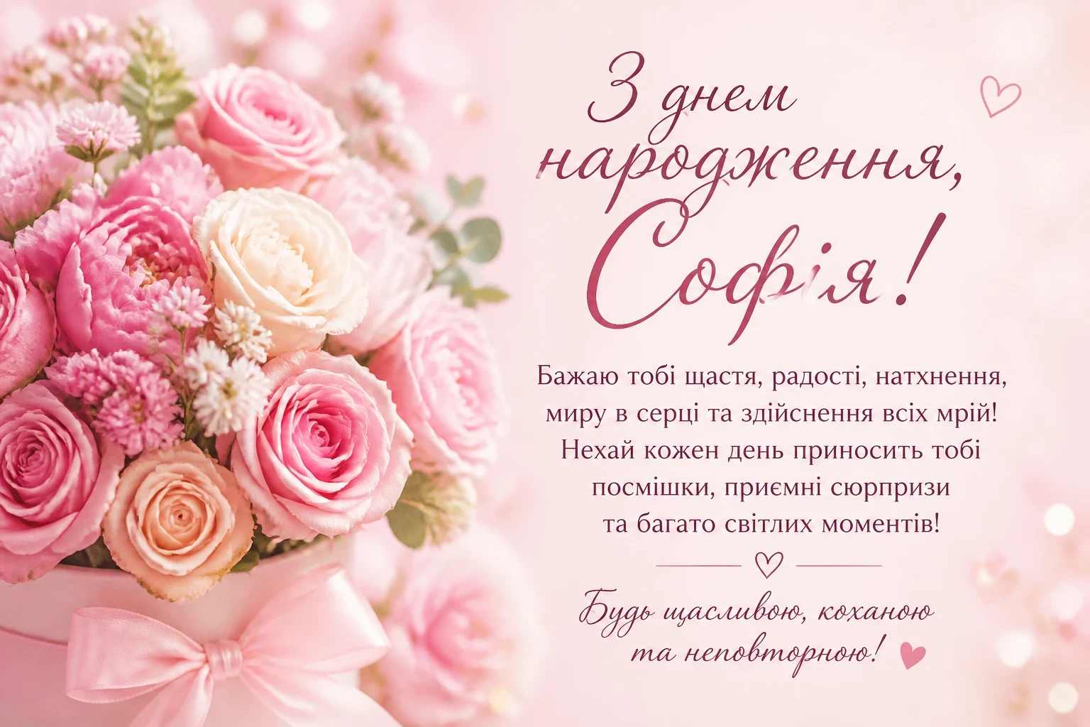Привітання з днем народження для Софії
