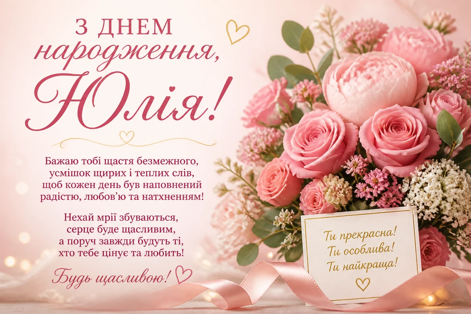 Привітання з днем народження для Юлії