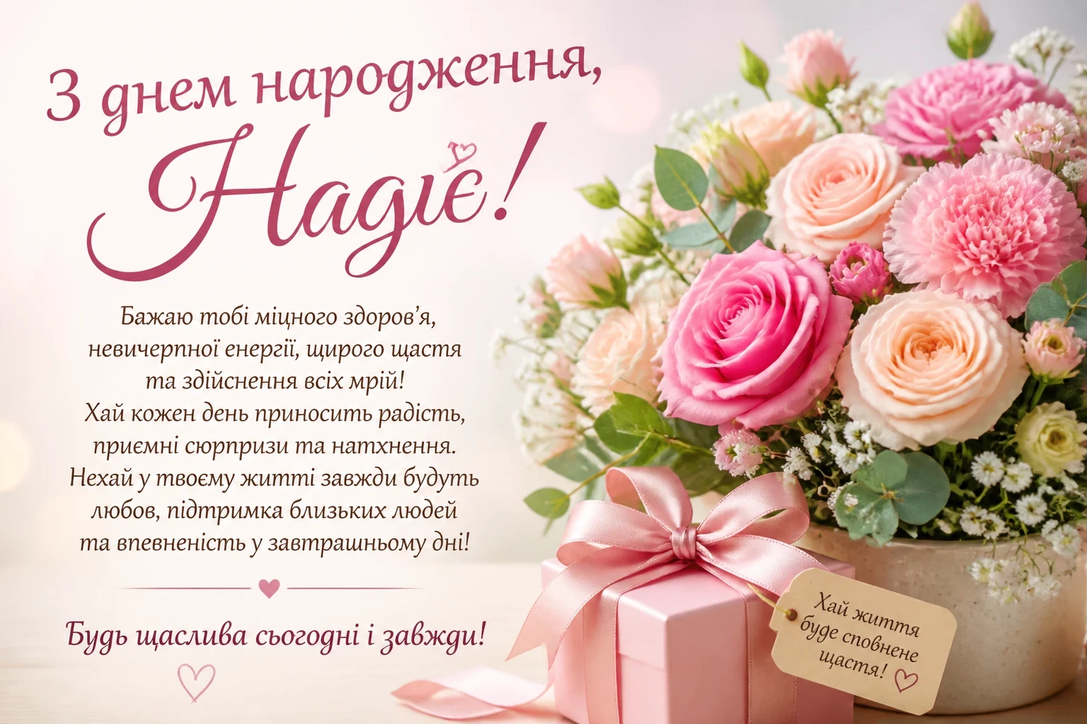 Привітання з днем народження для Надії