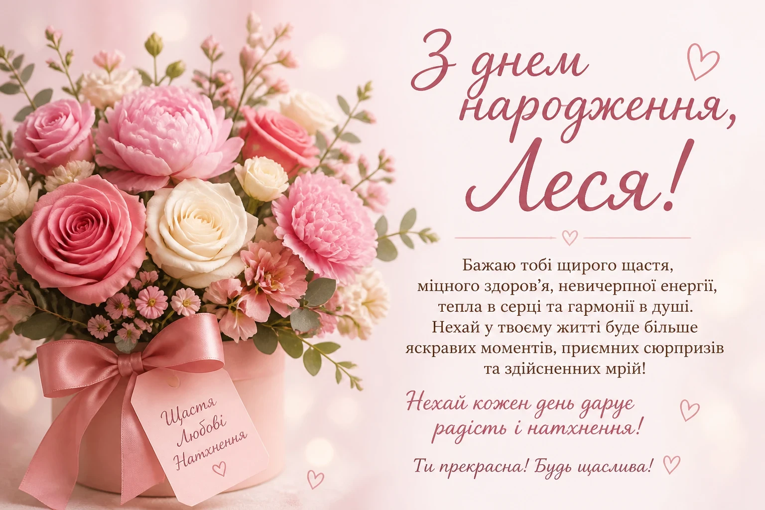 Привітання з днем народження для Лесі
