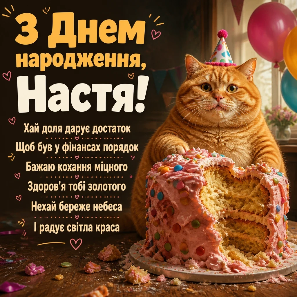 з днем народження настя